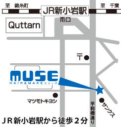 HAIR&MAKE MUSE 新小岩店への地図