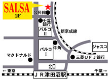 SALSA 津田沼店への地図