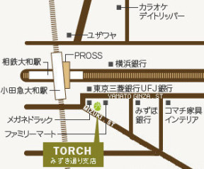 TORCH@hairhead spa@݂ʂXւ̒n}