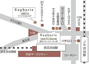 Euphoria【ユーフォリア】SHIBUYA GRANDEへの地図