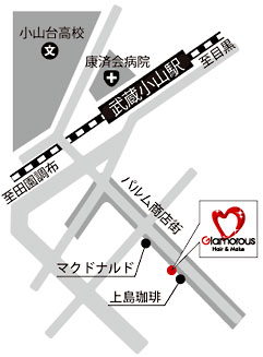 ヘア&メイク GLAMOROUSへの地図