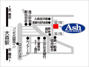 Ash 大森店への地図