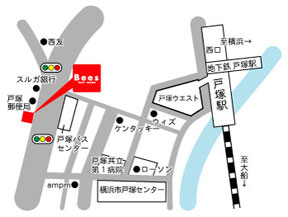 Bees 戸塚店への地図