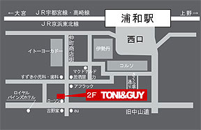 TONI��GUY�@�Y�a�X�ւ̒n�}