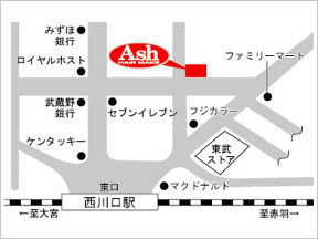 Ash�@������X�ւ̒n�}