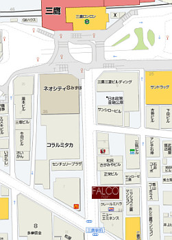 FALCO hair�@�O��X�ւ̒n�}